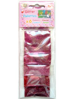 Pailettes ultrafines 6 assorties, Rose et Rouge